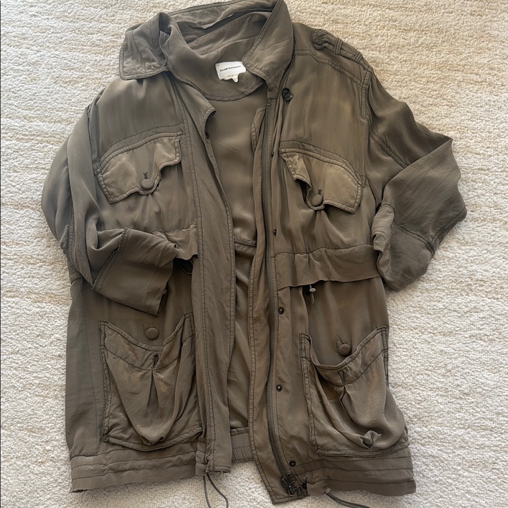 Club Monaco Olive Silk Trench Jacket